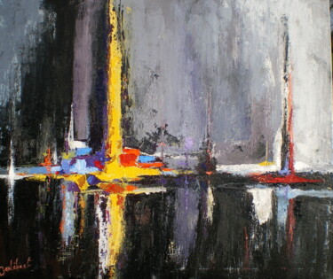 Painting titled "Contrastes à l'hori…" by Francis Jalibert, Original Artwork, Oil Mounted on Wood Stretcher frame