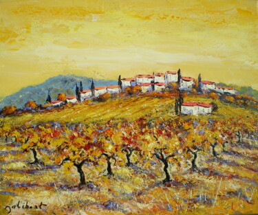 Painting titled "Paysage viticole" by Francis Jalibert, Original Artwork, Oil