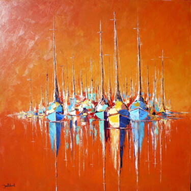 Painting titled "Ambiance-estivale." by Francis Jalibert, Original Artwork, Oil Mounted on Wood Stretcher frame