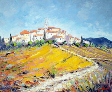 Peinture intitulée "Village du sud" par Francis Jalibert, Œuvre d'art originale, Huile