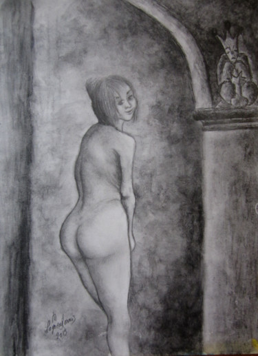 Drawing titled "Posture antérieure…" by Francis Lagneau, Original Artwork, Charcoal