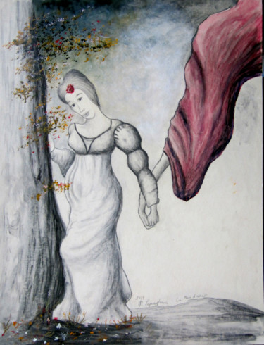 Dessin intitulée "La Main d'en Haut" par Francis Lagneau, Œuvre d'art originale, Fusain