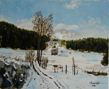 Painting titled "Le chemin des douan…" by Francis Lardé, Original Artwork, Charcoal Mounted on Wood Stretcher frame