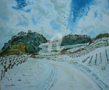 Pintura titulada "Chemin de neige dan…" por Francis Lardé, Obra de arte original, Oleo Montado en Bastidor de camilla de mad…