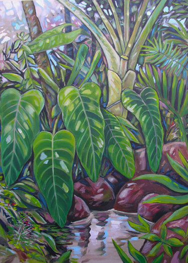 Malerei mit dem Titel "plantes exotiques 2" von Francis Macard, Original-Kunstwerk, Acryl Auf Keilrahmen aus Holz montiert