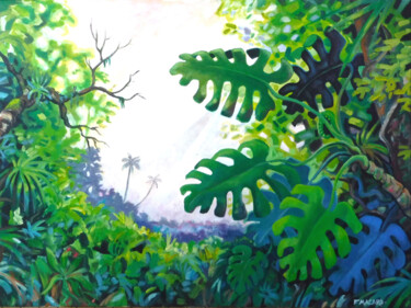 Painting titled "jungle, paysage" by Francis Macard, Original Artwork, Acrylic