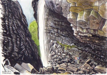 Pintura titulada "cascade de Déroc 2" por Francis Macard, Obra de arte original, Acuarela Montado en Bastidor de camilla de…