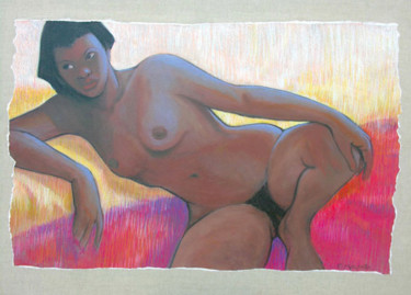 Drawing titled "Nu" by Francis Macard, Original Artwork, Pastel Mounted on Wood Stretcher frame