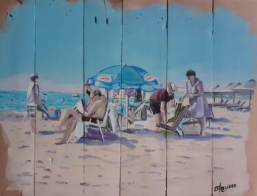 Painting titled "La plage 2" by Francis Stanzione, Original Artwork, Acrylic