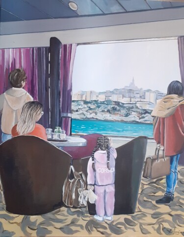 Peinture intitulée "l'arrivée à Marseil…" par Francis Stanzione, Œuvre d'art originale, Acrylique