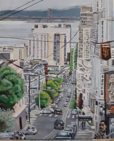 Malarstwo zatytułowany „rue de San Francisco” autorstwa Francis Stanzione, Oryginalna praca, Akryl Zamontowany na Drewniana…