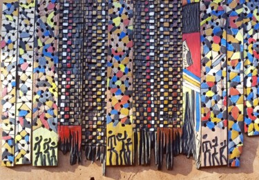 "Songs of leopard pe…" başlıklı Heykel Francis Umoh tarafından, Orijinal sanat, Ahşap Ahşap panel üzerine monte edilmiş