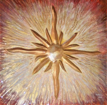 Painting titled "soleil d'or" by Francis Williaume, Original Artwork, Acrylic