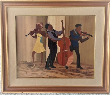 Escultura intitulada "les musiciens" por Francis Williaume, Obras de arte originais, Madeira