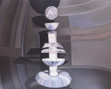 Pintura titulada "Enigma lunar" por Francisca Blázquez, Obra de arte original, Oleo