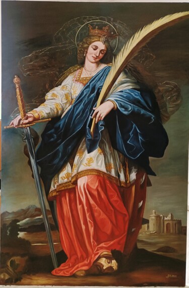 Schilderij getiteld "santa catalina" door Francisco F, Origineel Kunstwerk, Olie