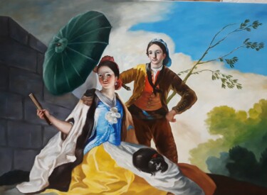 Pittura intitolato "el quitasol de goya" da Francisco F, Opera d'arte originale, Olio Montato su Telaio per barella in legno