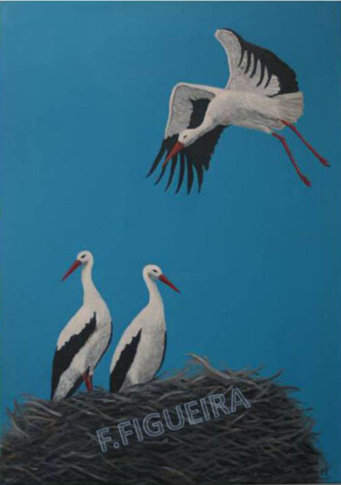 Pintura intitulada "Storks" por Francisco Figueira, Obras de arte originais, Óleo