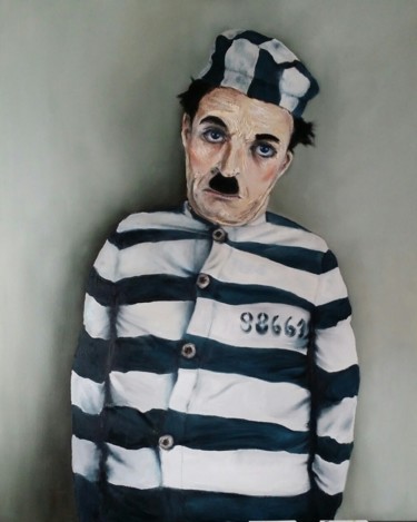 Painting titled "CHAPLIN" by Francisco Frias, Original Artwork, Oil