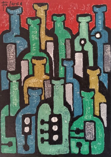 Painting titled "BOTELLAS DE DECOCAR…" by Francisco Garcia Verdugo, Original Artwork, Acrylic