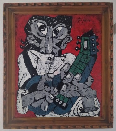 Painting titled "GUITARRA FLAMENCA G…" by Francisco Garcia Verdugo, Original Artwork, Acrylic Mounted on Wood Stretcher frame