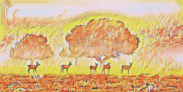 Arte digitale intitolato "Ciervos en parque n…" da Francisco Lopez Bermudez, Opera d'arte originale, Pittura digitale