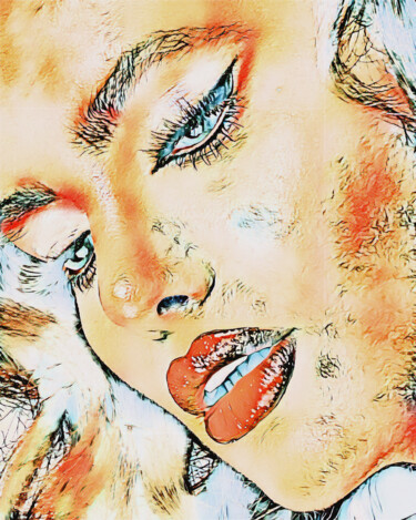 Digitale Kunst mit dem Titel "La otra Marilyn" von Francisco Lopez Bermudez, Original-Kunstwerk, Digitale Malerei