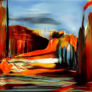 Arte digitale intitolato "Valle y montañas" da Francisco Lopez Bermudez, Opera d'arte originale, Pittura digitale