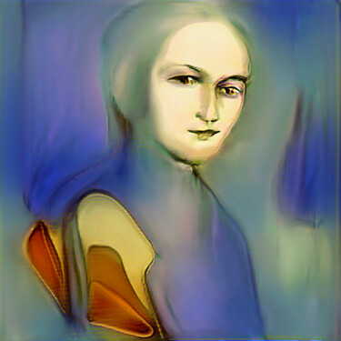 Digital Arts titled "Mujer con rostro pa…" by Francisco Lopez Bermudez, Original Artwork, Digital Painting