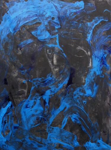 Peinture intitulée "fumé bleu" par Francisco Mendes, Œuvre d'art originale, Acrylique