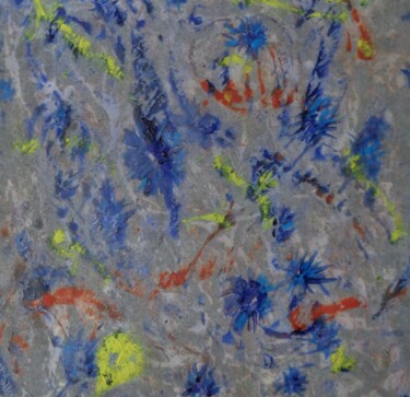 Painting titled "bleuet sur  cendres" by Francisco Mendes, Original Artwork, Acrylic