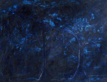 Painting titled "Floresta azul" by Francisco Mendes, Original Artwork, Acrylic