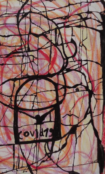 Картина под названием "covid 19" - Francisco Mendes, Подлинное произведение искусства, Чернила