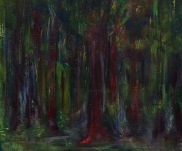 Malerei mit dem Titel "les bois rouges" von Francisco Mendes, Original-Kunstwerk, Pastell