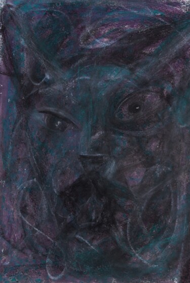 Painting titled "loup garou" by Francisco Mendes, Original Artwork, Pastel