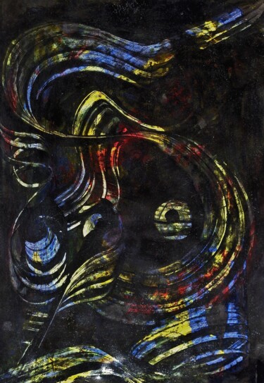 Pittura intitolato "el toro y la luna" da Francisco Mendes, Opera d'arte originale, Acrilico
