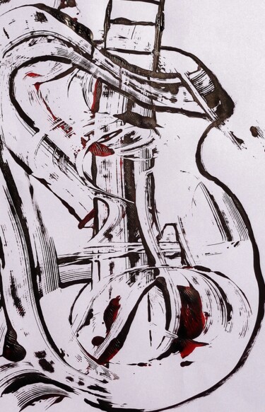 Painting titled "dessiner une guitar…" by Francisco Mendes, Original Artwork, Acrylic