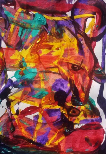 Painting titled "la murène la girafe…" by Francisco Mendes, Original Artwork, Acrylic