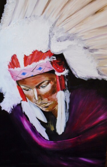 Painting titled "pocahontas" by Francisco Mendes, Original Artwork, Oil