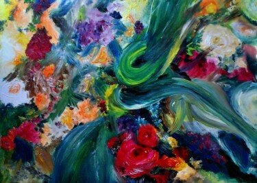 Peinture intitulée "fleuri" par Francisco Mendes, Œuvre d'art originale, Huile