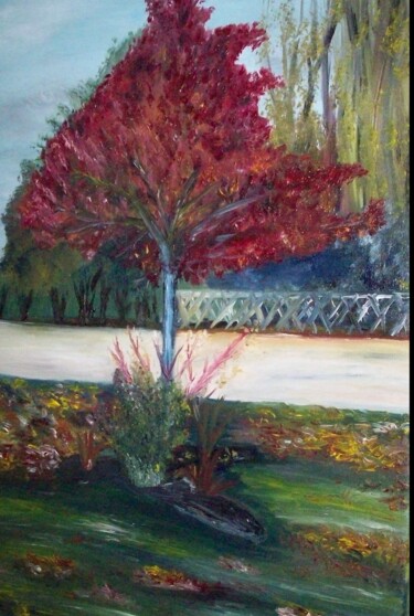 Painting titled "rouge" by Francisco Mendes, Original Artwork, Oil