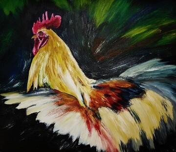 Painting titled "galo" by Francisco Mendes, Original Artwork, Oil