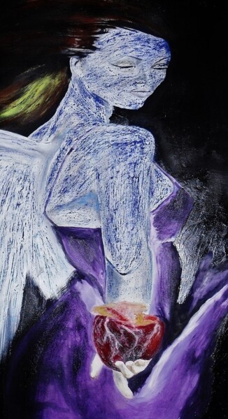 Peinture intitulée "l'ange bleu" par Francisco Mendes, Œuvre d'art originale, Huile