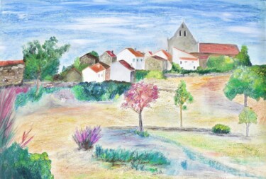 Peinture intitulée "mon village" par Francisco Mendes, Œuvre d'art originale