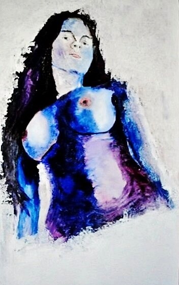 Peinture intitulée "en bleu" par Francisco Mendes, Œuvre d'art originale