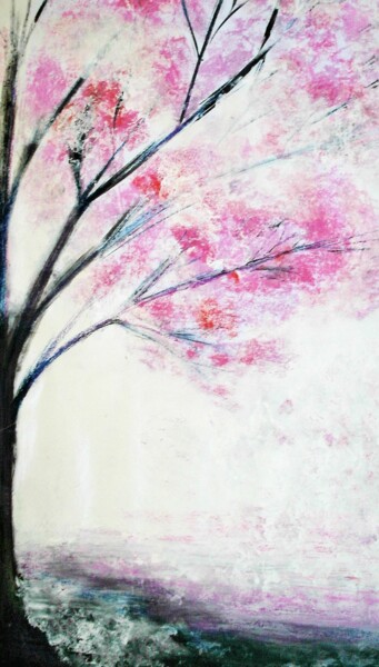 Peinture intitulée "cerisier en fleur" par Francisco Mendes, Œuvre d'art originale, Huile