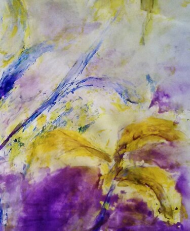 Peinture intitulée "iris jaune" par Francisco Mendes, Œuvre d'art originale, Encre