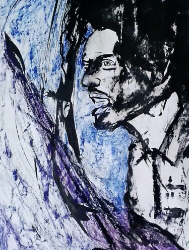 Peinture intitulée "Chuck Berry" par Francisco Mendes, Œuvre d'art originale, Encre