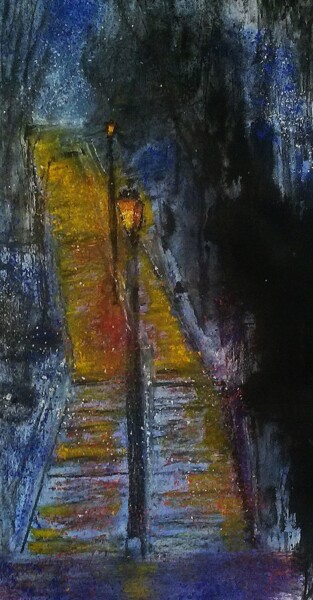 Peinture intitulée "les escaliers de la…" par Francisco Mendes, Œuvre d'art originale, Encre