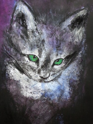 Peinture intitulée "un petit miaou" par Francisco Mendes, Œuvre d'art originale, Encre